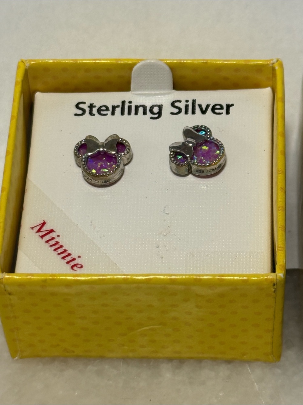 Disney Sterling Silver Minnie Mouse Stud Earrings - Purple